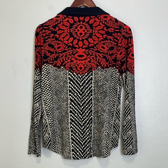 Soft Surroundings Womens Calistoga Shirt Size S Mixed Pattern Collared V-Neck - Picture 2 of 16